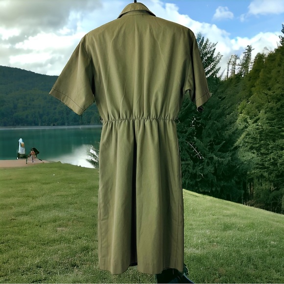 Vintage Willi of California Tan Button-up Dress with Black Buttons Size 12 - Picture 4 of 9